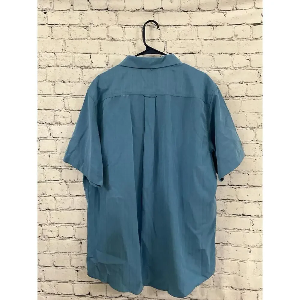R&R Casual Men’s XL Short Sleeve Button Down Blue Shirt‎ Polyester